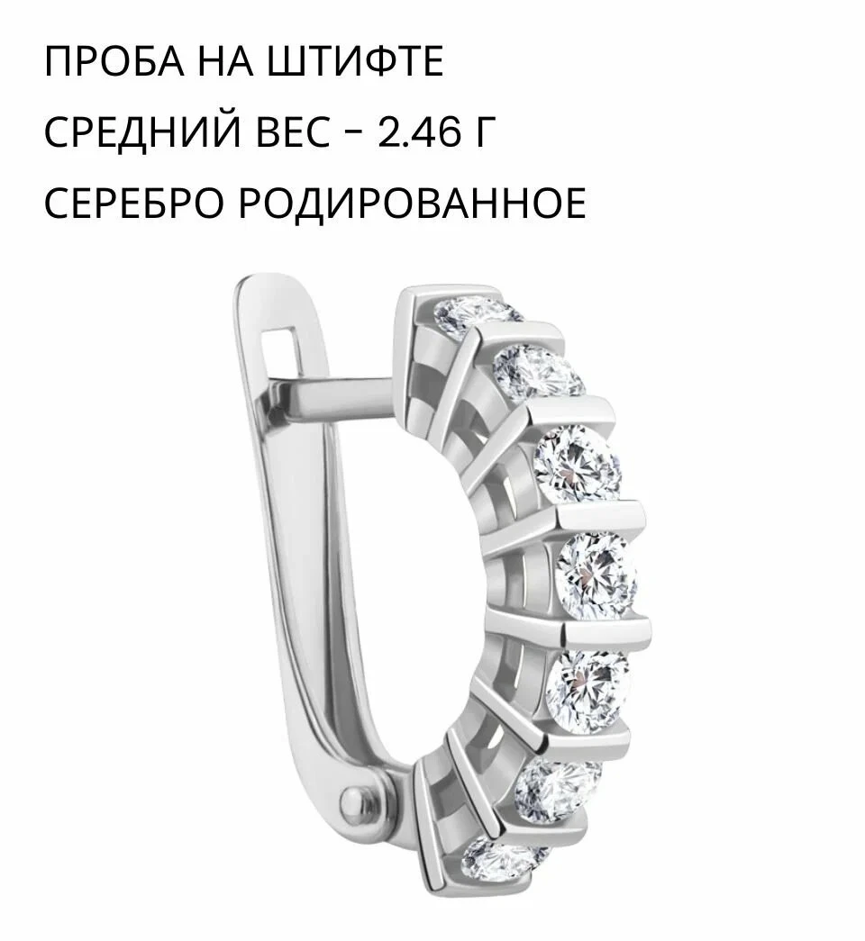 Серьги из серебра с фианитами