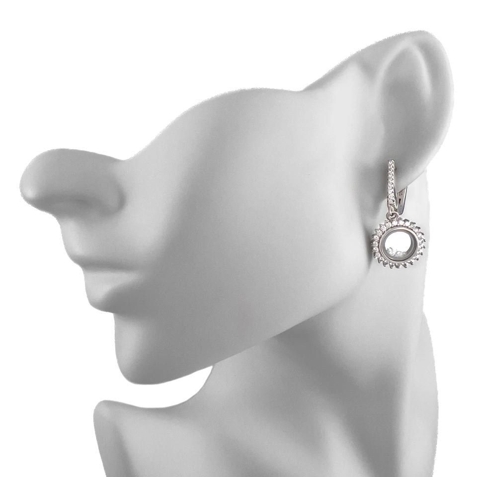 Серьги из серебра с цирконом и стеклом