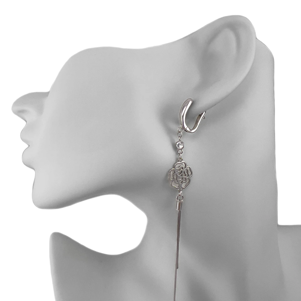 Серьги из серебра с фианитами