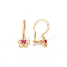 Серьги из красного золота 585 пробы с фианитами