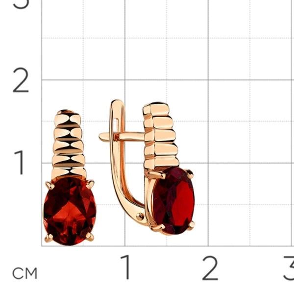 Серьги из красного золота с гранатами