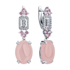 Серьги из серебра с кварцем и фианитами