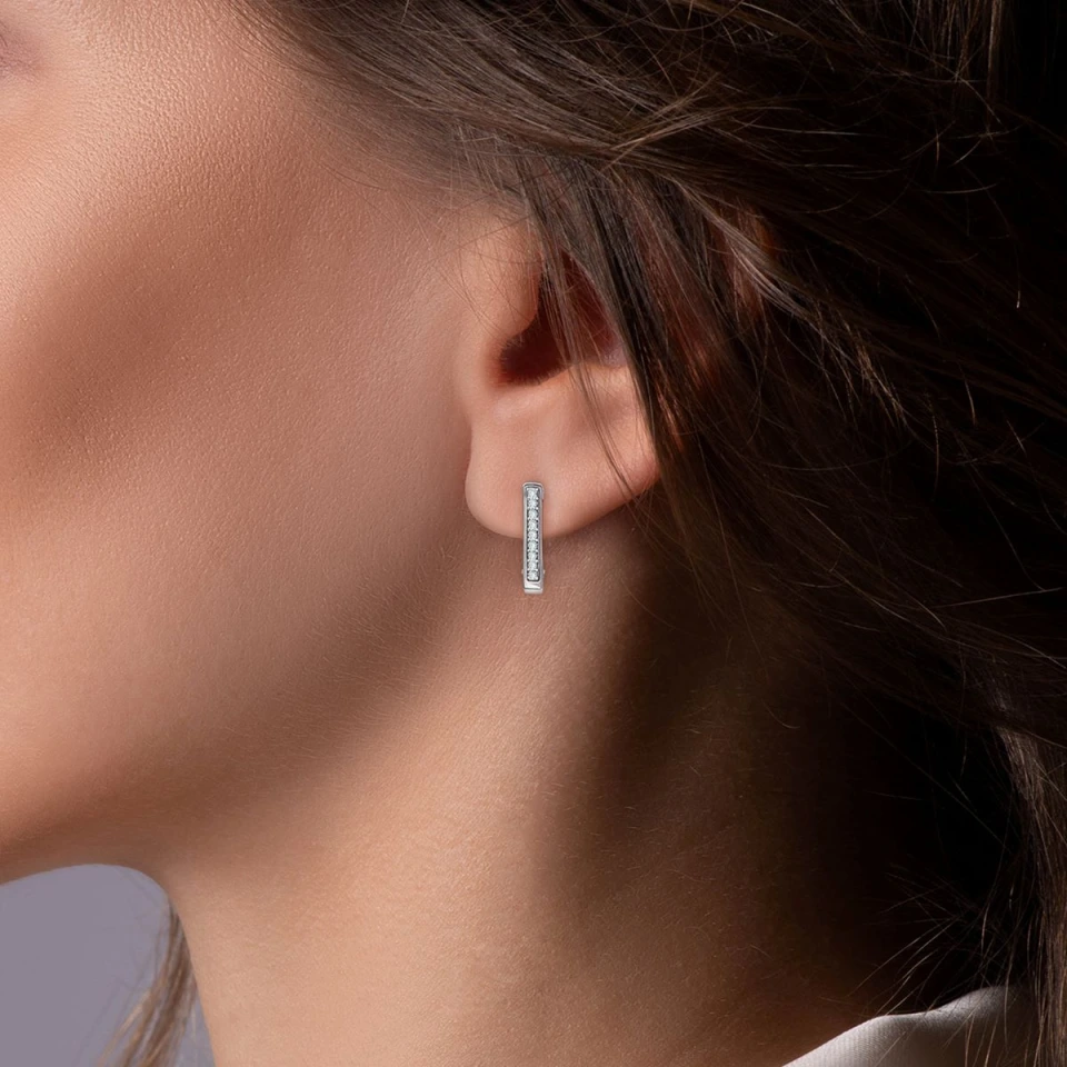 Серьги конго из серебра с фианитами