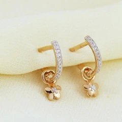 Серьги из красного золота 585 пробы с фианитами