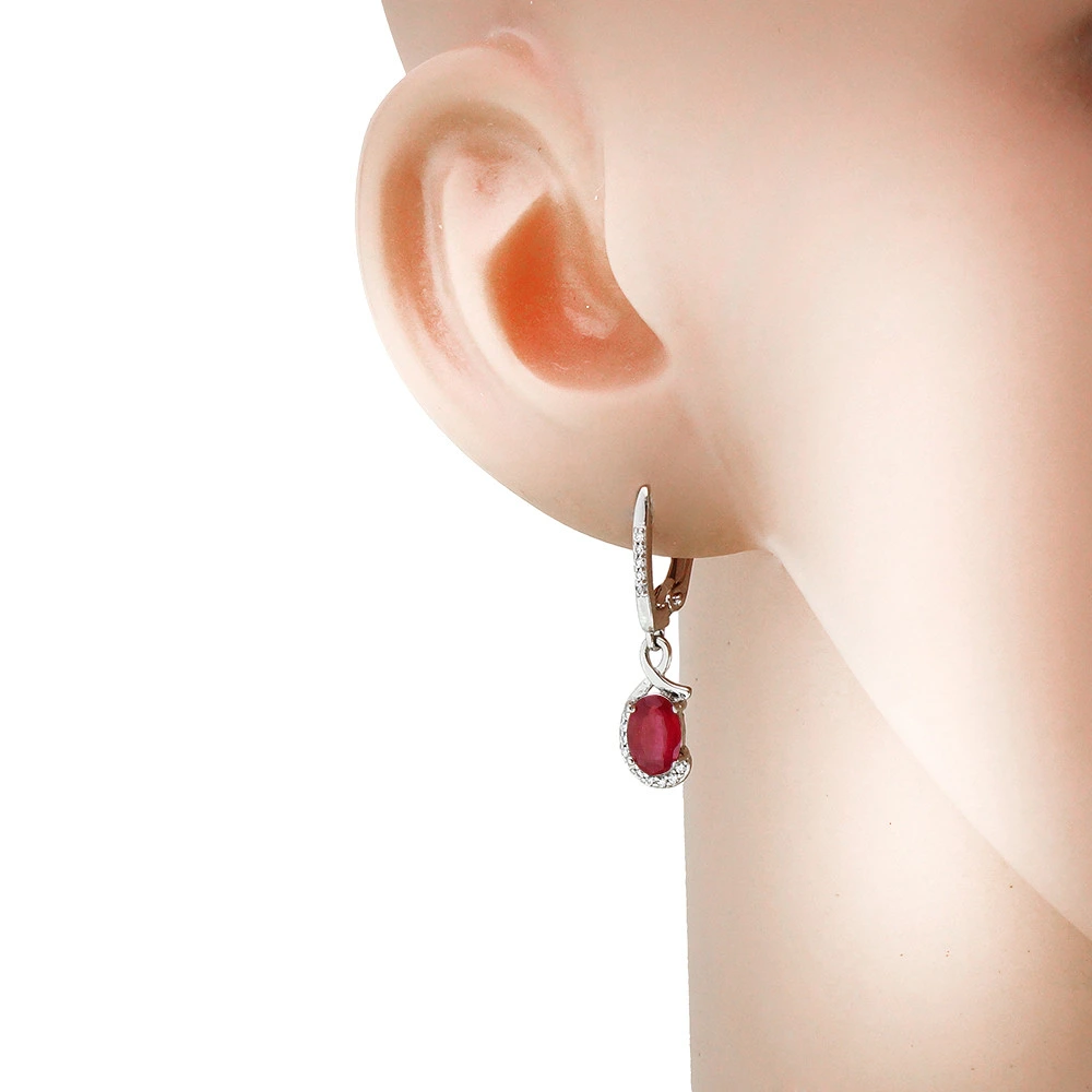 Серьги из серебра с корундами и цирконием