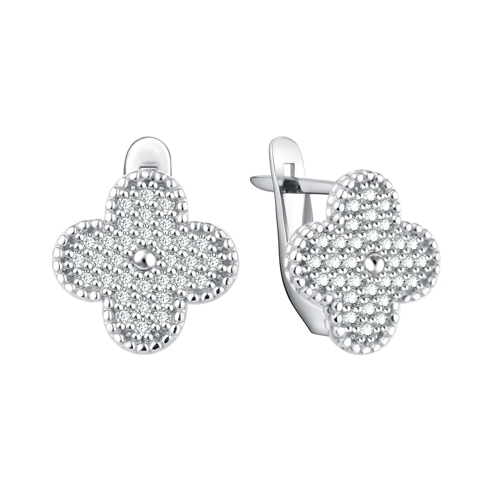 Серьги из серебра с фианитами