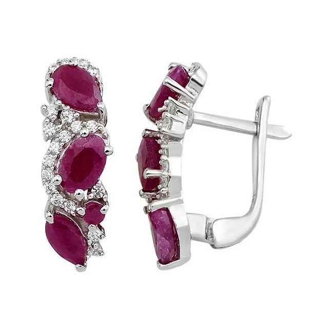 Серьги из серебра с корундом и цирконием