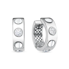 Серьги конго из серебра с фианитами