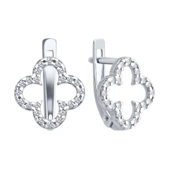 Серьги из серебра с фианитами