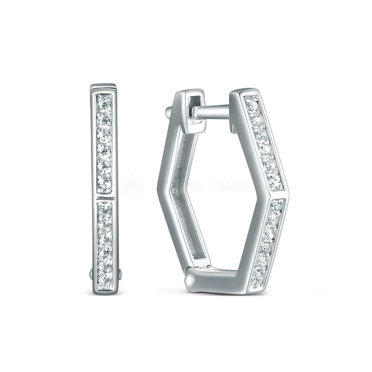 Серьги из серебра с фианитами