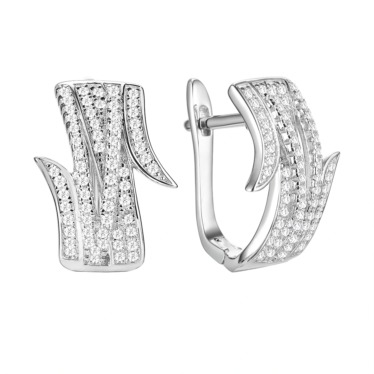 Серьги из серебра с фианитами