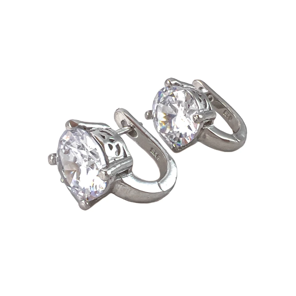 Серьги из серебра с фианитами