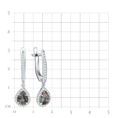 Серьги из серебра с фианитами и кварцем