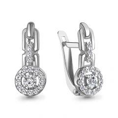 Серьги из белого золота с фианитами