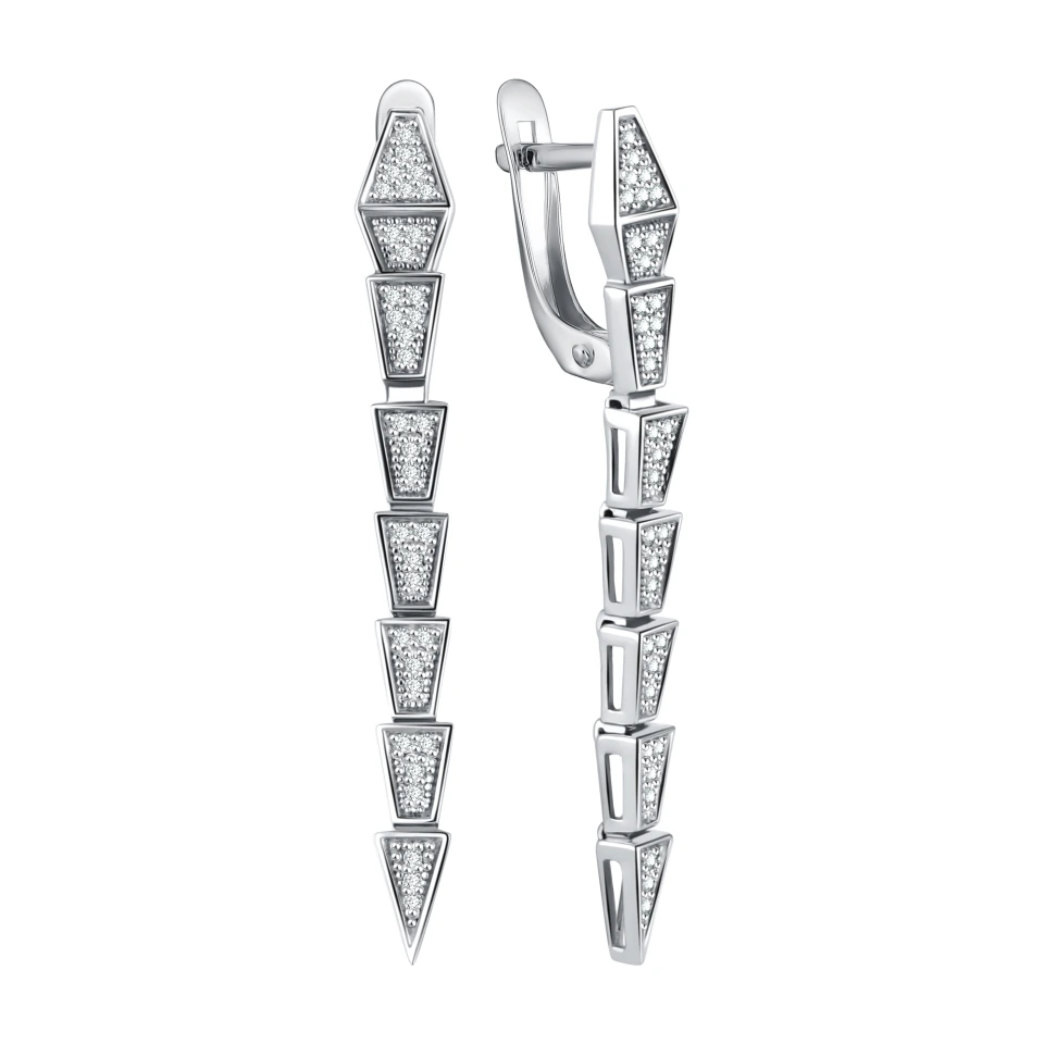 Серьги из серебра с фианитами