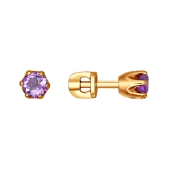 Серьги из красного золота с аметистами