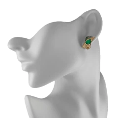Серьги из золота с агатом и фианитами