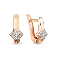 Серьги из красного золота 585 пробы с фианитами