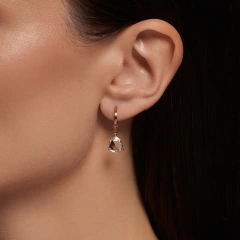 Серьги конго из красного золота с горным хрусталём