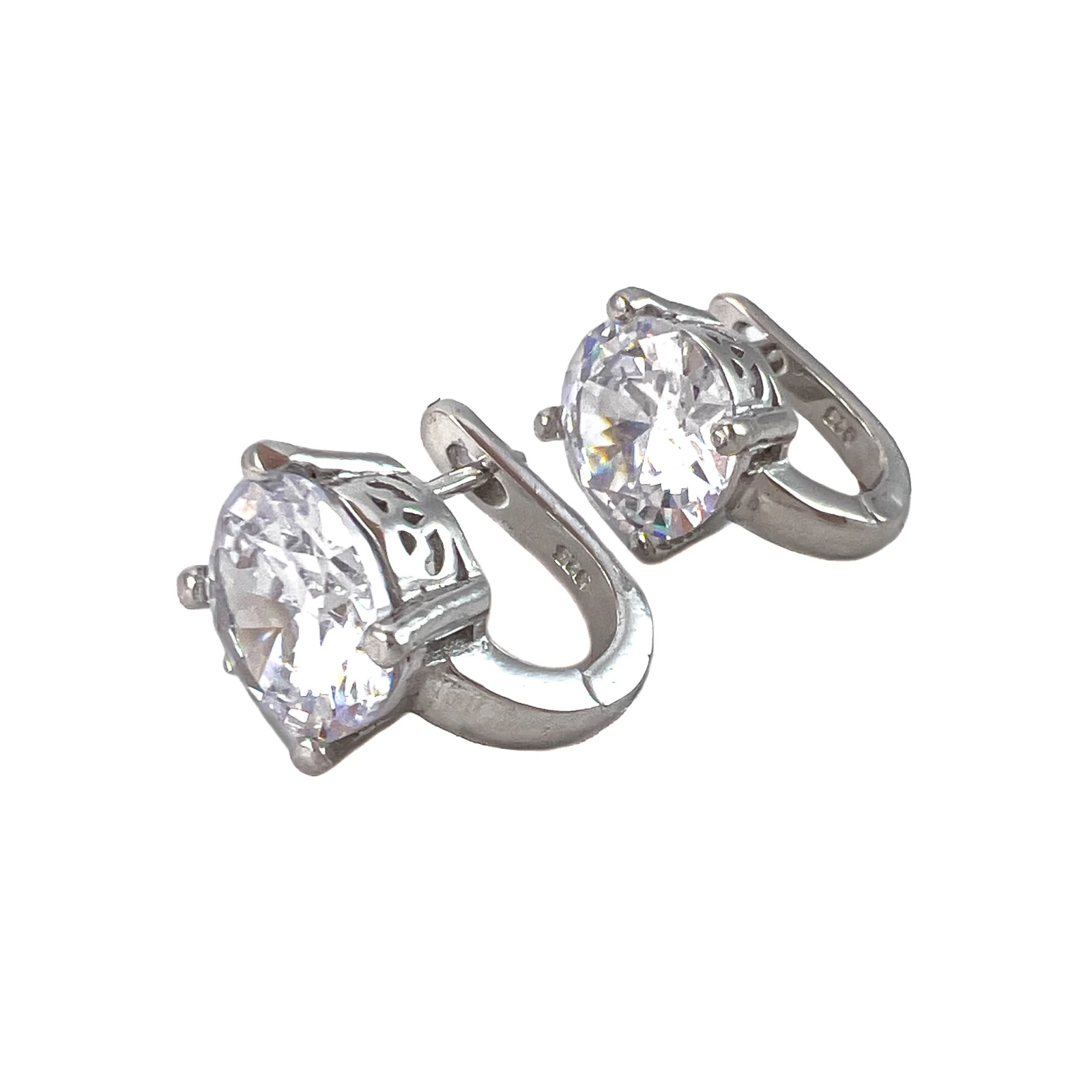 Серьги из серебра с фианитами