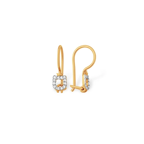 Серьги из красного золота 585 пробы с фианитами