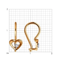 Серьги из красного золота 585 пробы с фианитами