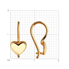 Серьги «Сердечки» из красного золота 585 пробы
