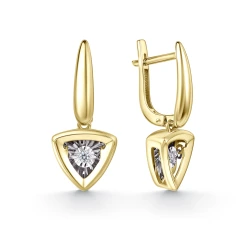 Серьги из желтого золота с танцующим бриллиантом