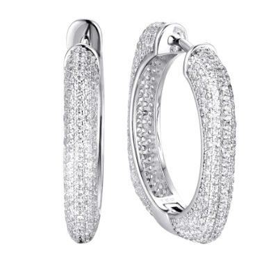 Серьги конго из серебра с фианитами