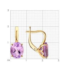 Серьги из красного золота с аметистами