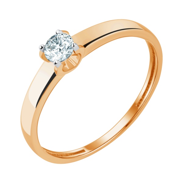 Кольцо из красного золота с фианитом