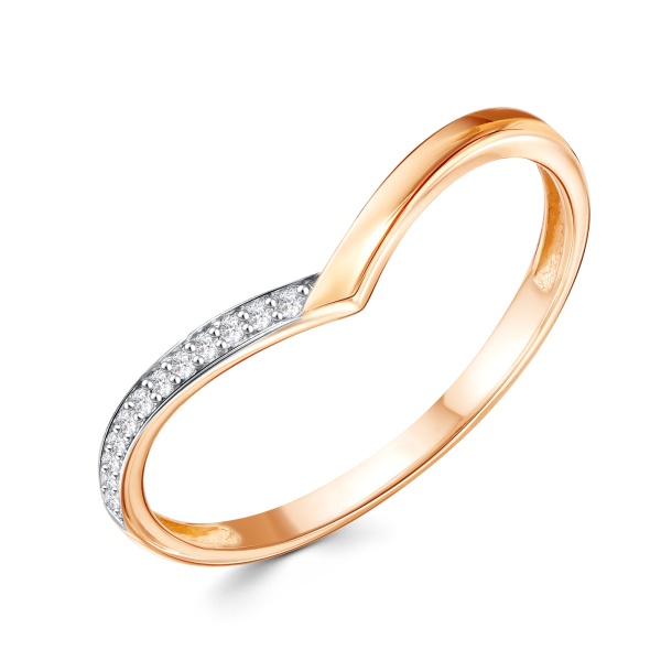 Кольцо из красного золота с фианитами