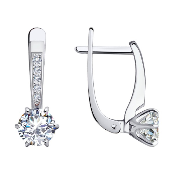 Серьги из белого золота с фианитами