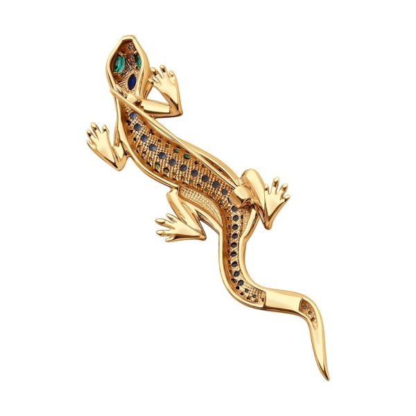 Брошь из красного золота с миксом камней