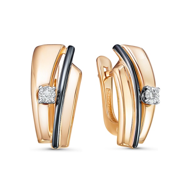 Серьги из красного золота с бриллиантами