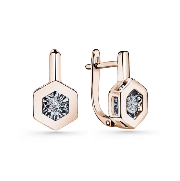 Серьги из красного золота с бриллиантами