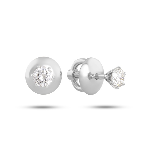 Серьги-пусеты из белого золота с бриллиантами