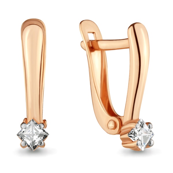 Серьги из красного золота с фианитами