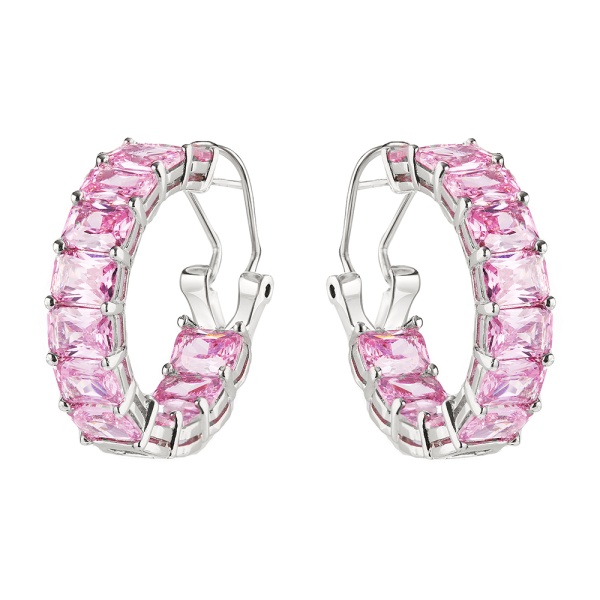 Серьги конго из серебра с фианитами