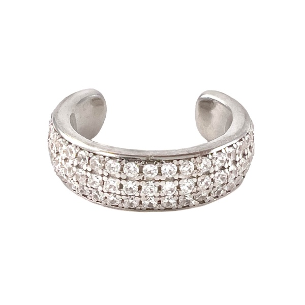 Серьга кафф из серебра с цирконом