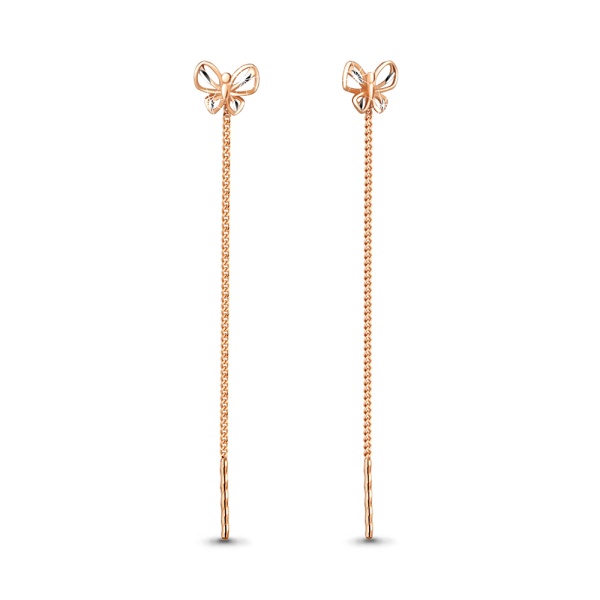 Серьги-цепочки из красного золота