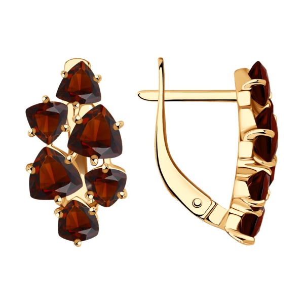 Серьги из красного золота с гранатами