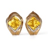 Серьги из золота с янтарем и фианитами