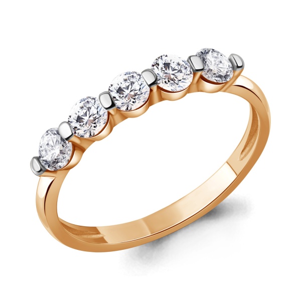 Кольцо из красного золота с фианитами