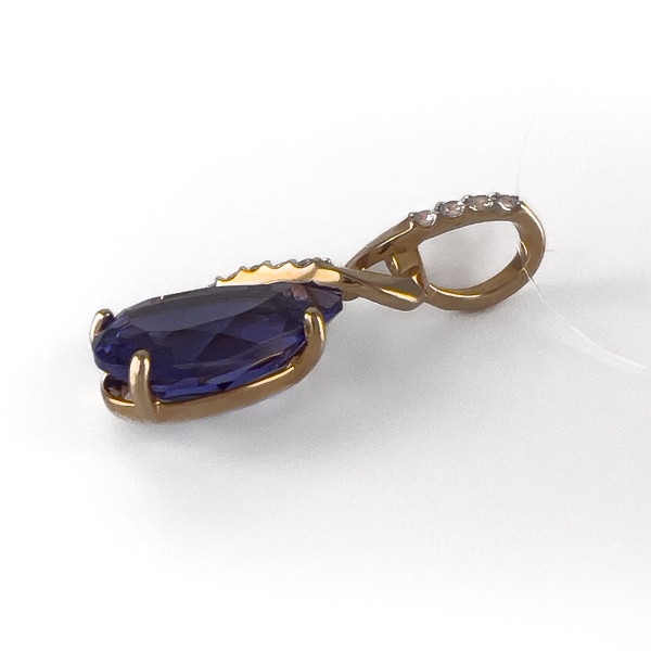 Подвеска из золота с ситалл танзанитом и фианитами