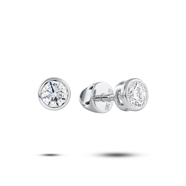 Серьги пусеты из белого золота с бриллиантами