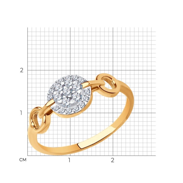 Кольцо из красного золота с фианитами