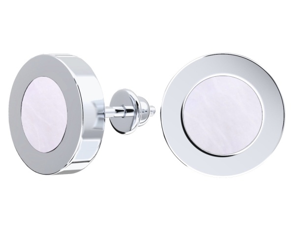 Серьги пусеты из серебра с перламутром