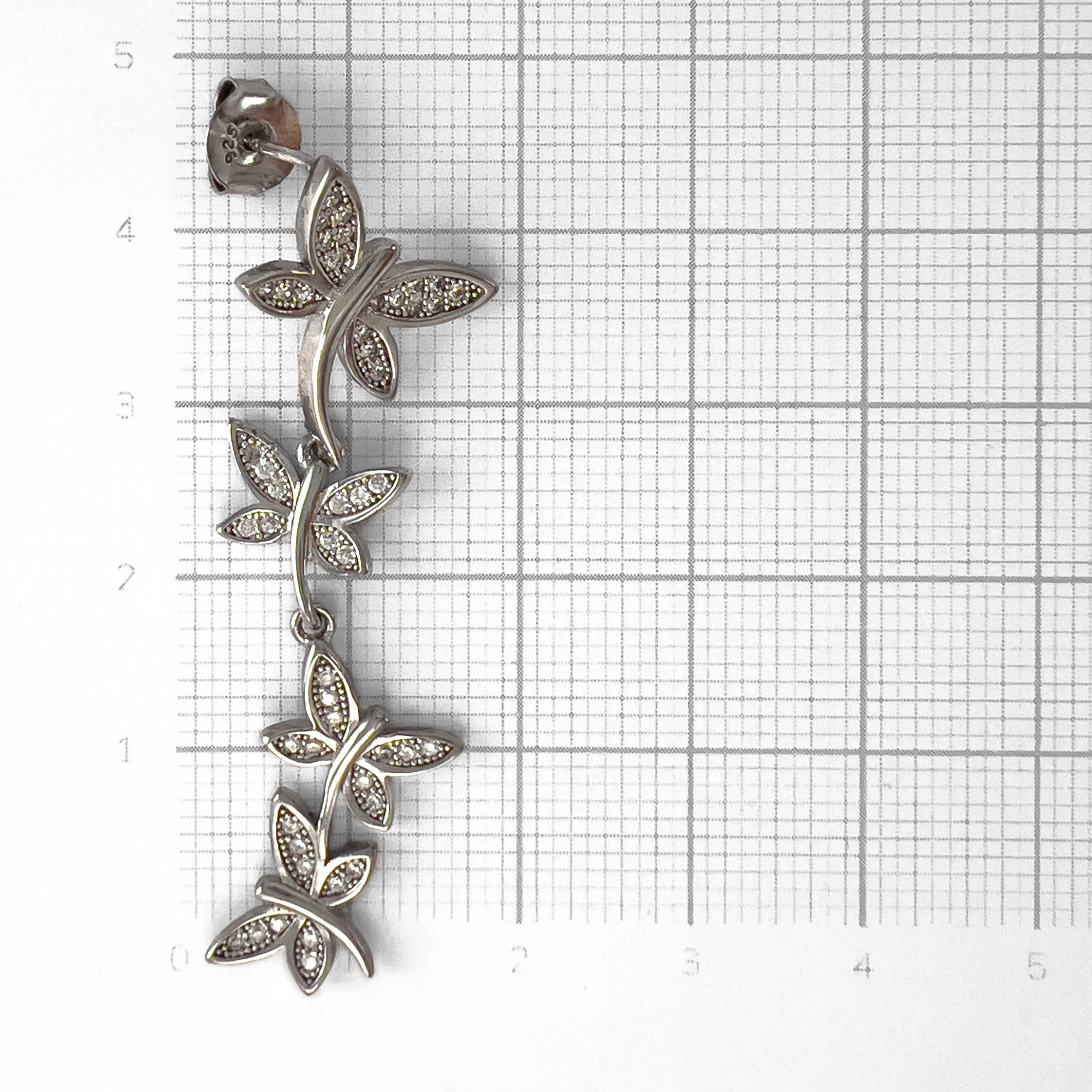 Серьги пусеты с цирконами «Бабочки»