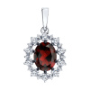 Подвеска из серебра с гранатом и фианитами